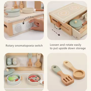 Cuisine de bureau multifonctionnelle en bois Mini simulation de maison de jeu Jouets éducatifs d'apprentissage <span class=keywords><strong>pour</strong></span> enfants tout-petits garçons et filles - Product Image 4