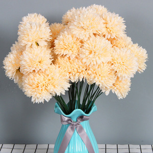 Crisantemos Artificiales de Siete Cabezas, Flores de Seda para Decoración de Bodas, Paquete de 10 Ramas - Product Image 3