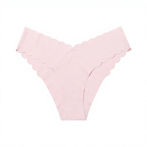 Women <b>Seamless</b> Invisible <b>Thong</b> Underwear Scalloped Wave Edge Low Rise Women Panties Breathable Underwear for Daily Yoga OEM ODM - Product Image 1