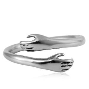 Anillo de abrazo para amantes de Yunnique, color oro y acero, joyería unisex, regalo, diseño de cara abierta - Product Image 4