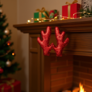 Ilan Deer Antler Ornament 4x8mm <b>Red</b> <b>Sequin</b> Christmas Decor 2pc - Product Image 2