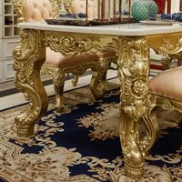 Ensemble de table à manger mobile de style européen en marbre naturel, mobilier pour la maison et les restaurants, comprenant une table et six chaises