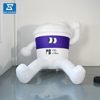 Tasse gonflable de pot de boisson de simulation de bouteille de boisson, bouteilles gonflables de tasses de café avec des jambes,