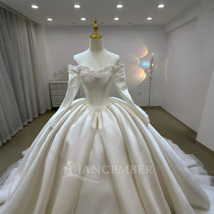 Vestido de Novia de Lujo Personalizado con Cola Catedral de Satén, Modelo Lsjj41 Jancember - Product Image 2