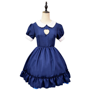 Vestido estilo japonés de sirvienta Lolita con forma de corazón, disfraz de cosplay con pecho abierto, traje de anime para mujer con delantal y diadema con lazo - Product Image 5