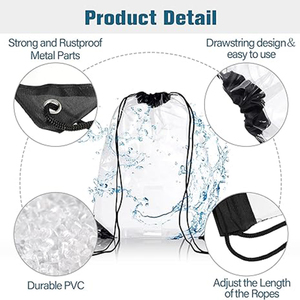 Custom Printing Logo Transparent Plastic Clear <b>Drawstring</b> Bag Waterproof PVC <b>Drawstring</b> <b>Backpack</b> for Stadiums Sporting Events - Product Image 4