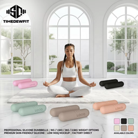 Haltères en fonte revêtus de silicone colorés, antidérapants, pastel, pour femmes, aérobic, Pilates, yoga
