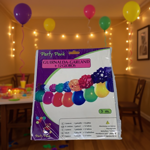 Party Pack Garland 3m + 12 Balloons Multicolor Party Decoration - Product Image 2