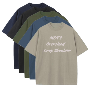 T-shirt décontracté oversize à épaules tombantes pour homme, 230 g/m², coton/fibre de bambou, respirant, écologique, haute qualité, prix réduit - Product Image 1