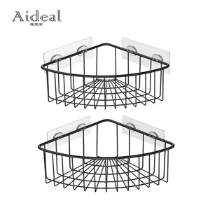 Wall Mounted No Drilling Bathroom Tripod Shower shelf Self Adhesive Dual tier SS304 Corner Racks