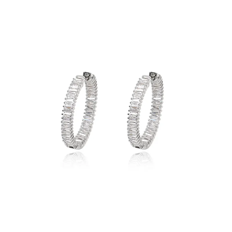 Hot New Products Crystal Big Round Shape Simple Style 100% Eco-Friendly Hoop Earrings