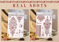 Nouveaux Tatouages Temporaires Rouges et Bruns à Motifs Floraux pour Femmes Adultes, Autocollants de Tatouage pour Ramadan, Mariage, Fête Islamique, Festival