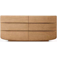 Commode en bois massif Daria R avec six tiroirs, armoire de rangement pour chambre à coucher, salon, armoire latérale
