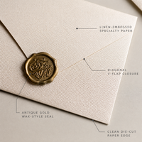 Enveloppe d'invitation de mariage vintage avec sceau de cire doré, impression personnalisée, porte-carte en papier, fournisseur de luxe en gros