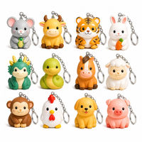 Lot de 12 porte-clés squishy en acrylique signes du zodiaque chinois, à remontée lente, avec fermoirs dorés, en PU, coffret cadeau