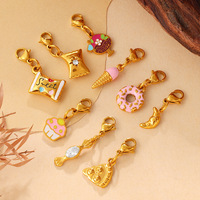Pendentif mignon en forme de cookie, de beignet ou de dessert |   Breloques en acier inoxydable pour bijoux DIY, idéales pour bracelets et colliers, vente en gros