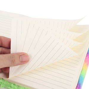 Carnet en peluche Kawaii, journal en fausse fourrure mignon, couverture souple à rayures arc-en-ciel, journal intime pour étudiants, cadeau scolaire pour <span class=keywords><strong>l</strong></span>'écriture - Product Image 4