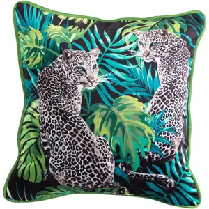 High Quality Cushion And Pillow Covers Dutch Velvet Pipping Cushion Covers Leopard Leaves Printing Throw Cushion Pillows Cover