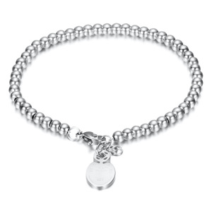 Stainless Steel <b>Beaded</b> <b>Bracelet</b> 3mm Round Tag Smooth Finish Women Jewelry Yiwu Origin AD1097 - Product Image 1