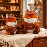 Nouveauté : Peluche renard roux, animal en peluche doux, figurine renard mignon avec chapeau marron, idéal pour les cadeaux de fêtes, pour les fournisseurs de boutiques et la revente