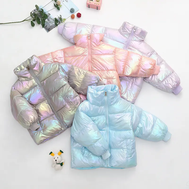 Chaquetas brillantes de invierno para niños y niñas, abrigo cálido de burbuja, RTS, 2-10 años, 2022