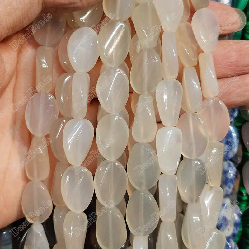 Yeni şekil kavisli Oval taş boncuk tellerinin, temizle kuvars yeşim Carnelian mavi nokta taş Howlite DIY takı yapımı için