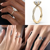 Bague de fiançailles ovale 1 carat en or massif 10K 14K 18K avec pavé de diamants de laboratoire certifiés IGI CVD/HPHT pour femme