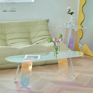 Tavolino da salotto in acrilico <span class=keywords><strong>trasparente</strong></span> con arcobaleno rotondo in cristallo colorato nordico colorato fantasia iridescente - Product Image 4