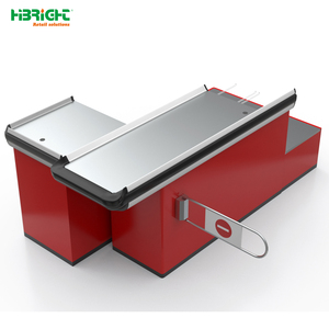 Highbright Popular Red L Shape Cashier <b>Counter</b> without Conveyor Belt for Supermarket & Grocery Stores - Product Image 3