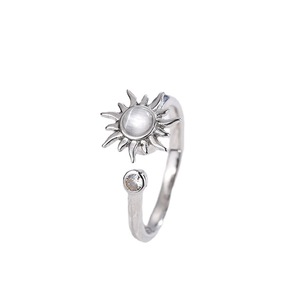 Rotating Sunflower <b>Ring</b> For Women Adjustable Jewelry With Pearl Center And Crystal Side Gift Fashion <b>Rings</b> - Product Image 5