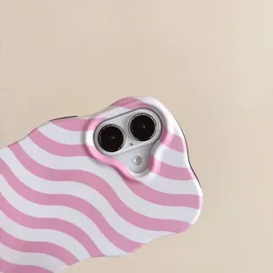 Custodia per Telefono di Lusso con Strisce Ondulate Lucide per <span class=keywords><strong>iPhone</strong></span> 12 <span class=keywords><strong>13</strong></span> 14 15 16 Pro Max, Protezione <span class=keywords><strong>Fotocamera</strong></span>, Antiurto, Colori Vivaci, Cover Alla Moda - Product Image 3
