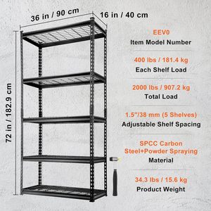 Étagère de rangement industrielle réglable sans boulons en acier inoxydable robuste à 4 niveaux, surface galvanisée de 4 mm d'épaisseur, personnalisable - Product Image 2