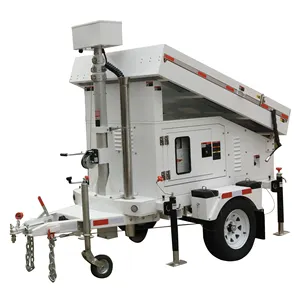 Di Động Di Động Cao Mast Giám Sát Năng Lượng Mặt Trời Powered CCTV Trailer