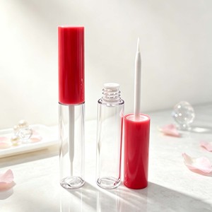 Slim Round Clear Empty Liquid Eyeliner Tube Cosmetic <b>Bottle</b> with Fine <b>Brush</b> Custom Logo Makeup Packaging Eyelash Glue - Product Image 1