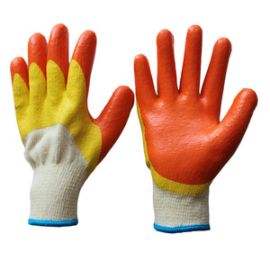 Gants de sécurité à vente chaude, deux couleurs orange, 85g, gants en latex enduits de caoutchouc, gants de travail en caoutchouc - Product Image 1