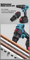 Perceuse à percussion électrique sans fil 16-en-1 21V sans balais, ensemble d'outils en acier inoxydable, batterie incluse, mallette rigide, pour la construction domestique