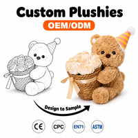 Panier de fleurs personnalisé, ours en peluche, bouquet, poupée en peluche, coussin doux, cadeau pour enfants et filles, faible MOQ, vente en gros OEM