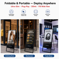 Exhibidor de Carteles Publicitarios Plegable Digital Portátil de 43 Pulgadas con Ruedas para Promoción en Tiendas Minoristas y Restaurantes