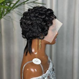 Perruque Chioma en promotion, perruque courte bouclée 13x4 HD avec dentelle transparente, noire naturelle, 100% cheveux humains bruts pour personnes noires - Product Image 3