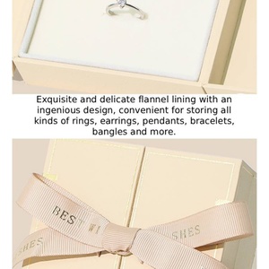 High-end Chinese-style Rectangular Plain Pattern Jewelry Necklace Ring <b>Earrings</b> <b>Box</b> Ribbon Flip Double-opening Gift <b>Box</b> - Product Image 6