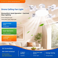 Ventilateur de plafond LED à intensité variable, trois couleurs, base à vis E27, silencieux, pour chambre et couloir