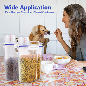 Fabrika doğrudan satış yüksek kalite taşınabilir kare Pet gıda saklama kapları büyük kapasiteli plastik 2-in-1 mutfak kullanımı için - Product Image 2