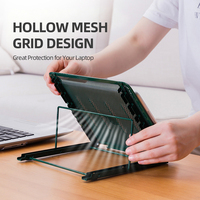 Support pour ordinateur portable en métal à hauteur réglable, pliable, ventilé, support de rangement pour tablette de bureau avec coussinets antidérapants
