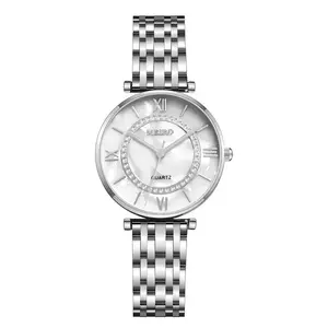 Relógio feminino com pulseira de aço, relógio de pulso de diamantes e liga metálica, para mulheres, promoção direta, numeral romano, WJ-9350