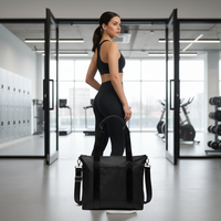 Wasserabweisende Offene Mehrtaschen-Reisetasche mit Stickerei, Polyester-Futter, Umweltfreundliches Nylon, 20L, Leichte Sporttasche für Einkauf und Fitness