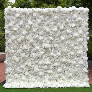 Hot Artificial White Rose 3d Hydrangea Flower Wall Backdrop Event Stage Party Birthday Wedding Decorations Decor For Wed Event