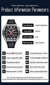 <span class=keywords><strong>Reloj</strong></span> OFNS 1205 Tonneau <span class=keywords><strong>Original</strong></span> para Hombre, Resistente al Agua 5BAR, Correa de Silicona de Alta Calidad, <span class=keywords><strong>Reloj</strong></span> de Pulsera de Lujo - Product Image 5