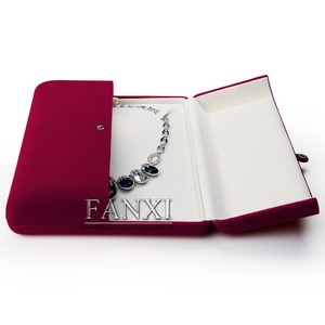 กล่องใส่เครื่องประดับกำมะหยี่สีแดงไวน์แบบพับได้ ยี่ห้อ FANXI จากผู้ผลิตจีน สำหรับคู่รัก กล่องใส่แหวนแต่งงาน พร้อมกระดุม - Product Image 4