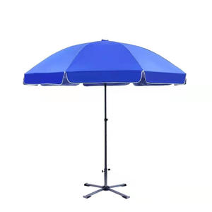 Parasol d'extérieur bleu 321 en tissu TPE, armature en fibre de verre, tige en alliage d'aluminium, résistant aux UV, ouverture manuelle, pour plage et cour - Product Image 1