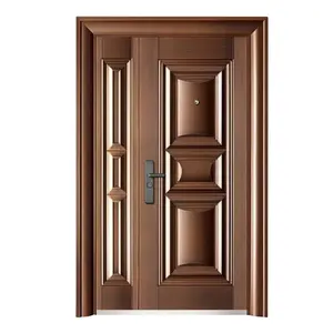 BOWDEU DOORS Copper Steel Door Security Steel Doors For House Main Entrance High-end New Design Imitate Arched Double Imitate